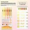 A set of six Warm Yellow series acrylic painting gel pens with 0.7mm tips and corresponding color charts.