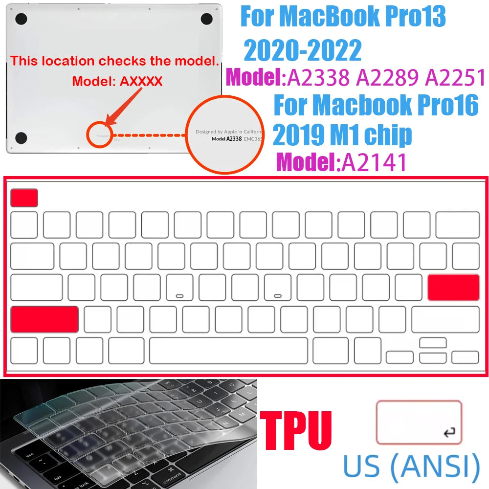 Ultra-Thin TPU Keyboard Cover for MacBooks
