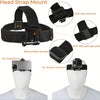 Black adjustable head strap mount with anti-slip silicone and sponge pads for mounting action cameras or cellphones