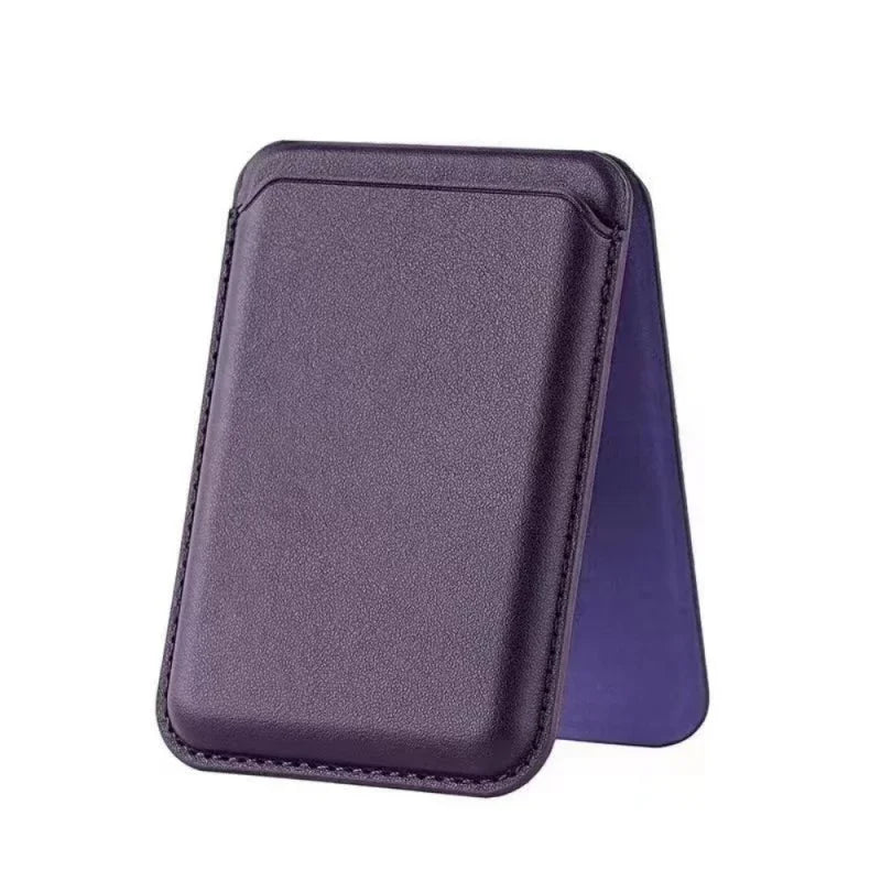 A purple magnetic leather wallet with a protective stand case.