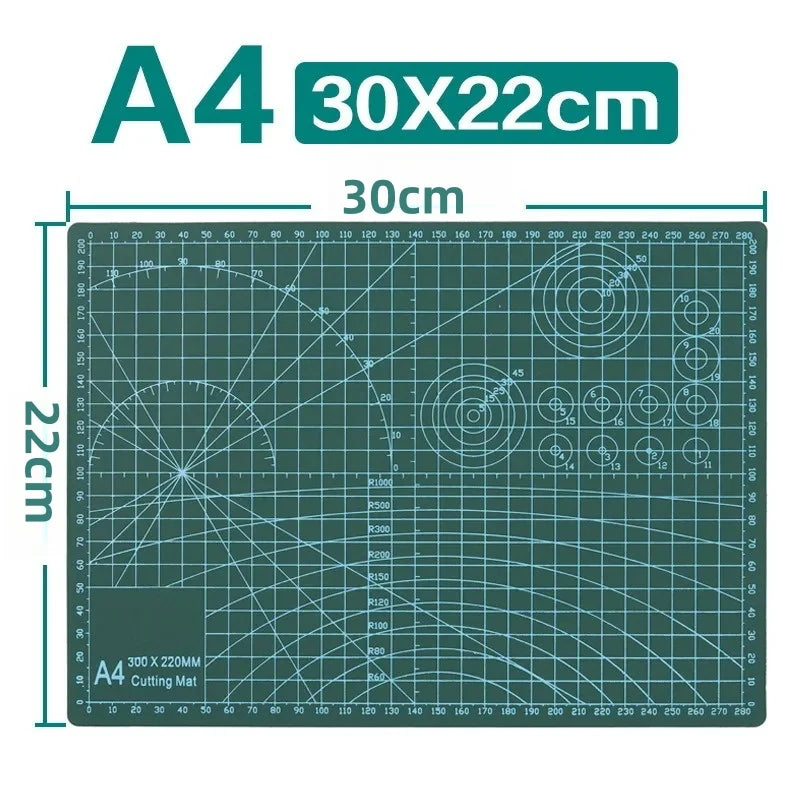 A4 30x22cm cutting mat with grid lines and measurement markings for crafting and sewing