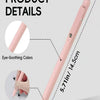 A pink Morandi gel pen is shown with details highlighting its eye-soothing colors and size.