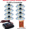 Eight manual control button style LED modules and a manual control model without a remote control