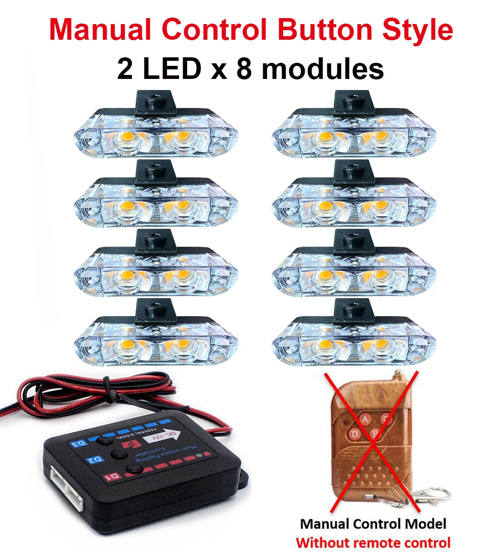Eight manual control button style LED modules and a manual control model without a remote control