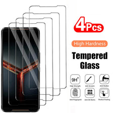 Four tempered glass screen protectors for mobile phones showing high hardness and scratch resistance features