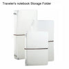 A white clear PVC cover for a standard traveler's notebook storage folder.