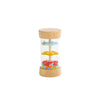 A wooden rain sound tube musical instrument with colorful beads inside.