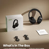 Boxed Acer OHR205 wireless headphones with a 3.5mm AUX cable and USB-C cable displayed on a beige surface.