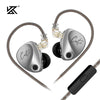 A pair of silver KZ Castor earphones with detachable cables and a black control unit.
