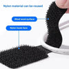 Close-up view of a black nylon hook face and wool wool surface for reusable adhesive cable ties
