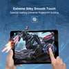A hand is touching a tablet screen displaying a futuristic armored figure, demonstrating an extreme silky smooth touch coatin