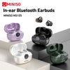A collection of Miniso MS105 in-ear Bluetooth earbuds shown in various colors and open/closed states.
