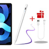A white precision stylus pen next to a red gift box and an iPad display.
