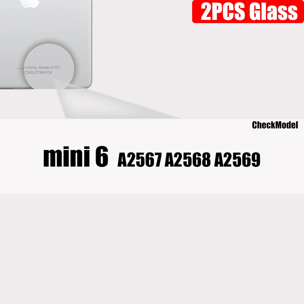 Zwei klare gehärtete Glas-Displayschutzfolien für ein Mini 6 Gerät.