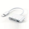 Lector de tarjeta SD universal blanca con cable flexible y conector USB.