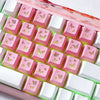 Rosa Schmetterling-Keycaps in einer Gitteranordnung in einer klaren Kunststoffhülle für mechanische Tastaturen