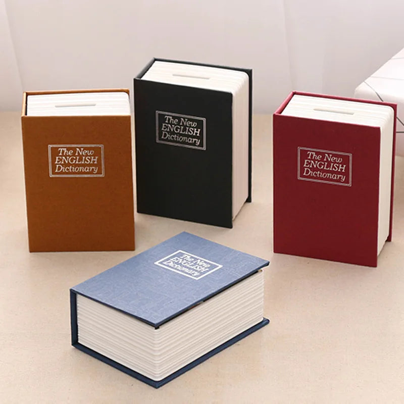 A collection of four hardcover books in brown, black, red, and blue shades displayed on a light surface.