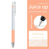 A white and orange Pilot Juice Up fine point gel pen is shown next to options for colored ink pens.