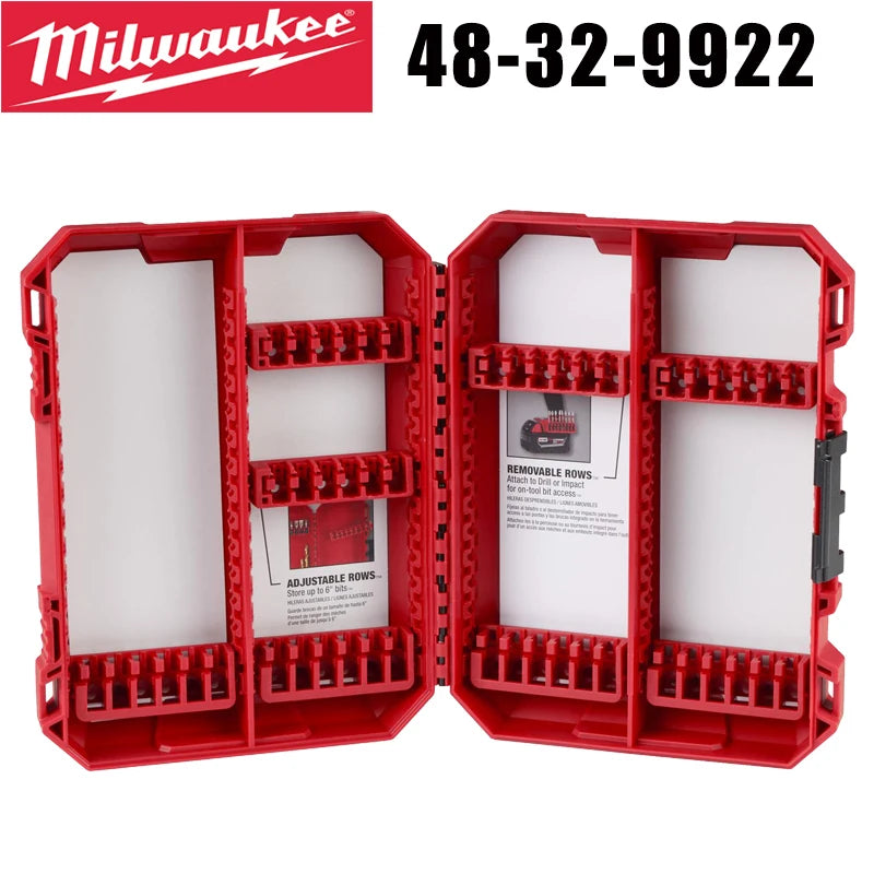 Red impact driver accessory storage case with multiple removable rows for organization