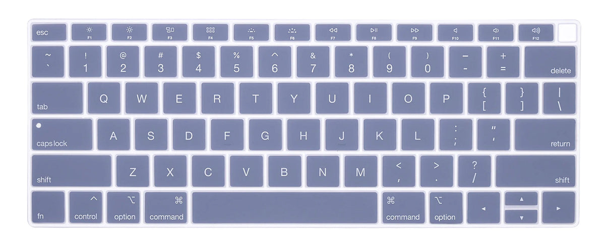 A close-up view of a light purple silicone keyboard cover designed for MacBook Air and Pro.