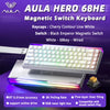 AULA HERO 68HE magnetic switch keyboard featuring white keycaps and a black emperor magnetic switch