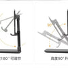 Foldable desktop phone stand showing adjustable angles for mounting a phone or device.