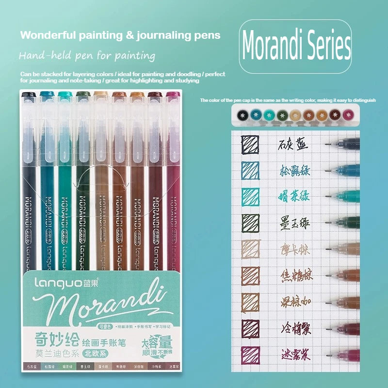 Morandi Series hand-held pens for painting and journaling in various colors