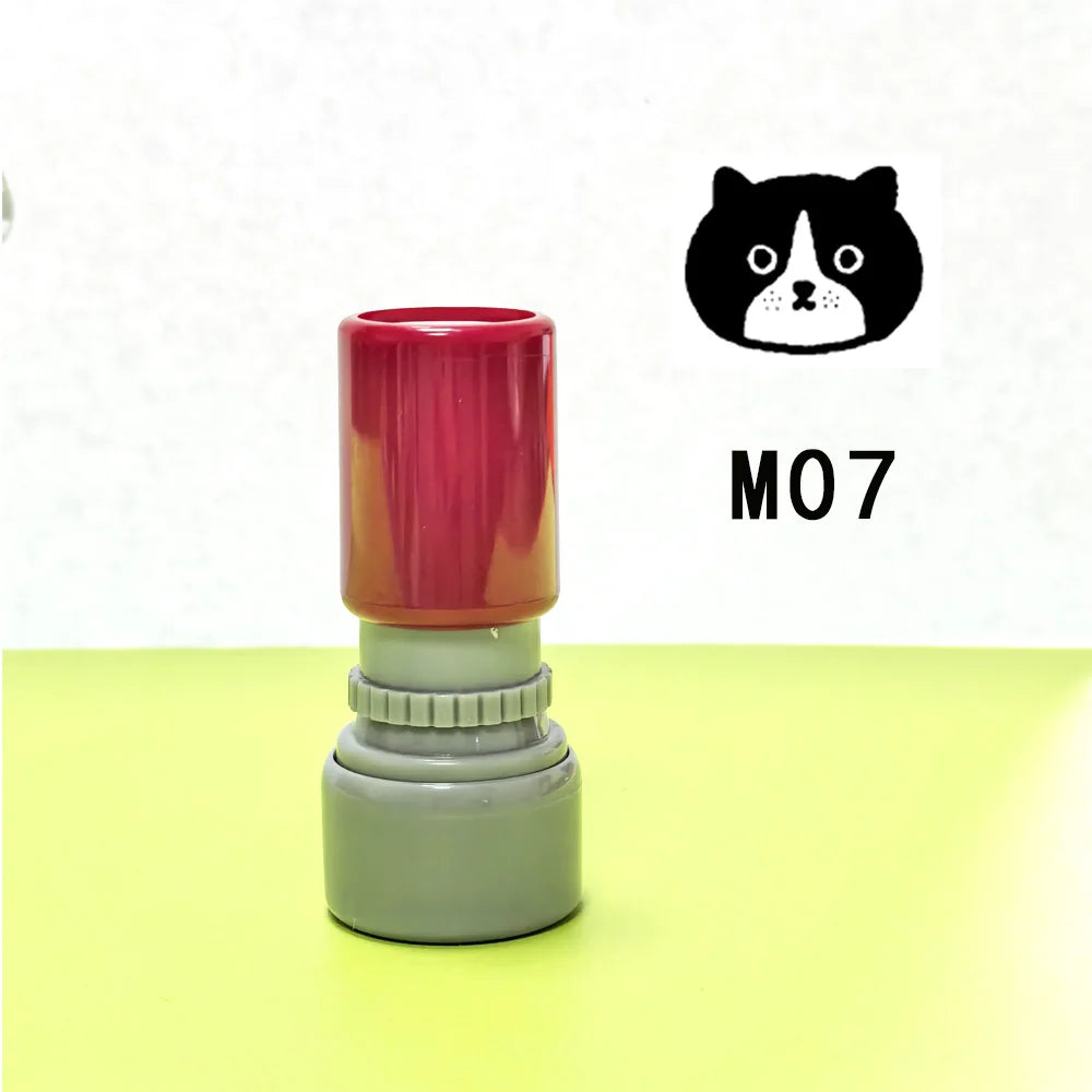 A set of three colored teacher stamps featuring a cat face design for classroom encouragement.
