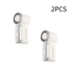 Two white portable USB rechargeable mini fans shown side by side.