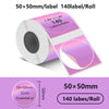Roll of 140 round thermal sticker labels measuring 50x50mm, with a size reference of 1.96" x 1.96".