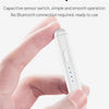A hand is holding a white capacitive stylus pen, demonstrating its smooth operation.