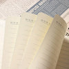 A close-up of a luxury PU leather notebook set with lined pages showing handwritten text.
