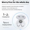 Auriculares tipo diadema mini blancos con interfaz de carga USB-C y auriculares.
