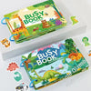 A colorful busy book with animal stickers and illustrations for toddlers.