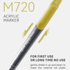 A yellow Languo M720 acrylic marker pen shown diagonally against a light background.