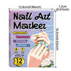 A box of Nail Art Marker featuring 12 colors and details about its water-based formula and quick-drying properties.