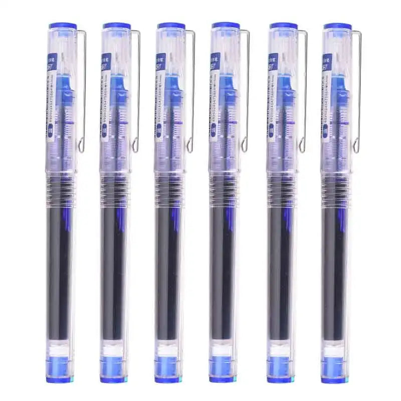 A set of precision rollerball gel pens shown in a row against a white background.