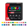 A box of 24 acrylic brush markers in various colors and tips for art and crafting.