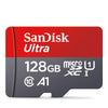 Rote und graue SanDisk Ultra Speicherkarte mit 128 GB Kapazität und Kompatibilität für iPhone A1.