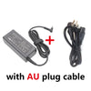 A black AC adapter and a plug cable for a laptop charger with an AU plug.