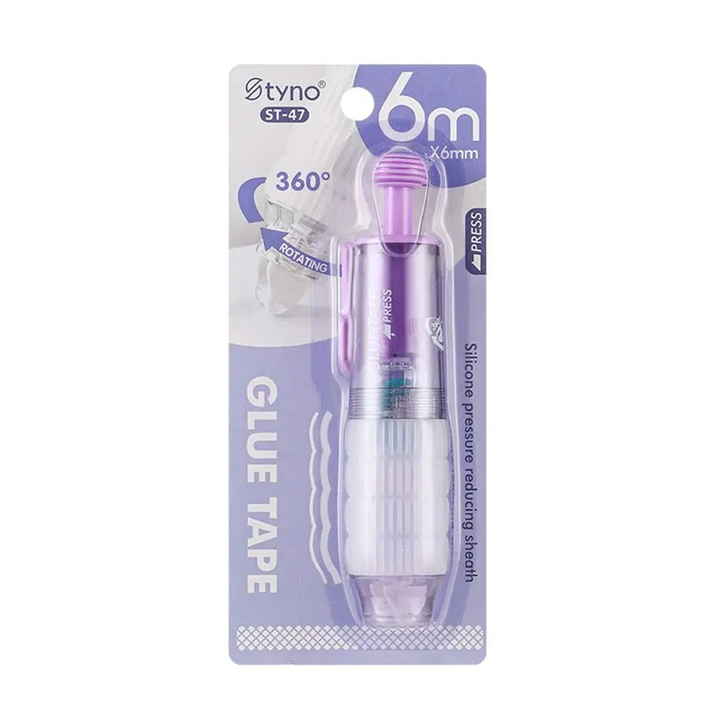 A package of Styno ST-47 glue tape, 6 meters long, with a purple applicator and clear adhesive sheet.