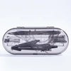A clear plastic case containing a professional drafting tools set for geometry and design.