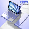 Estuche de teclado desmontable morado para iPad, mostrando la tableta y el teclado.