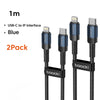 A pack of two black USB-C to IP interface charging cables for fast charging devices.