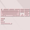 A set of translucent pink jelly keycaps for mechanical keyboards.
