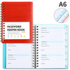 A6 spiral bound password keeper book with alphabetical tabs and lined pages