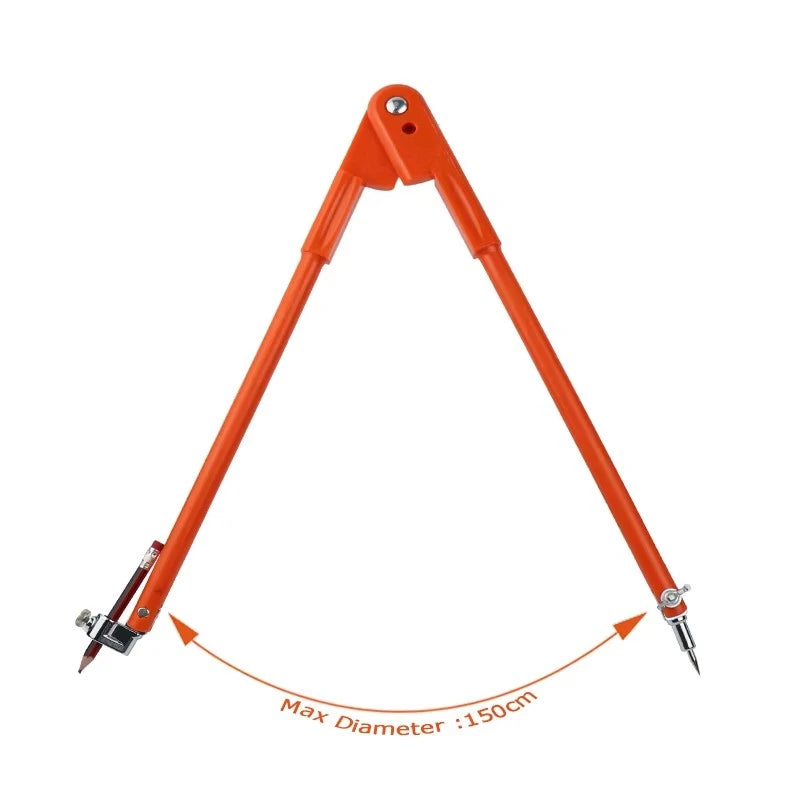Orange adjustable woodworking marking compass with a pencil holder