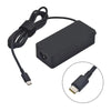 A black universal 65W USB-C AC adapter with a cable and connector tip.