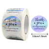 Roll of rainbow laser thank you stickers for supporting a small business