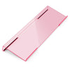 A clear acrylic keyboard riser stand with a built-in ergonomic wrist rest.